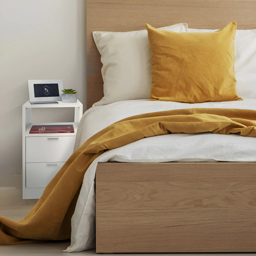 Kit Mesa Cabeceira 60cm De Altura 2 Gavetas Mdf 100% Montada