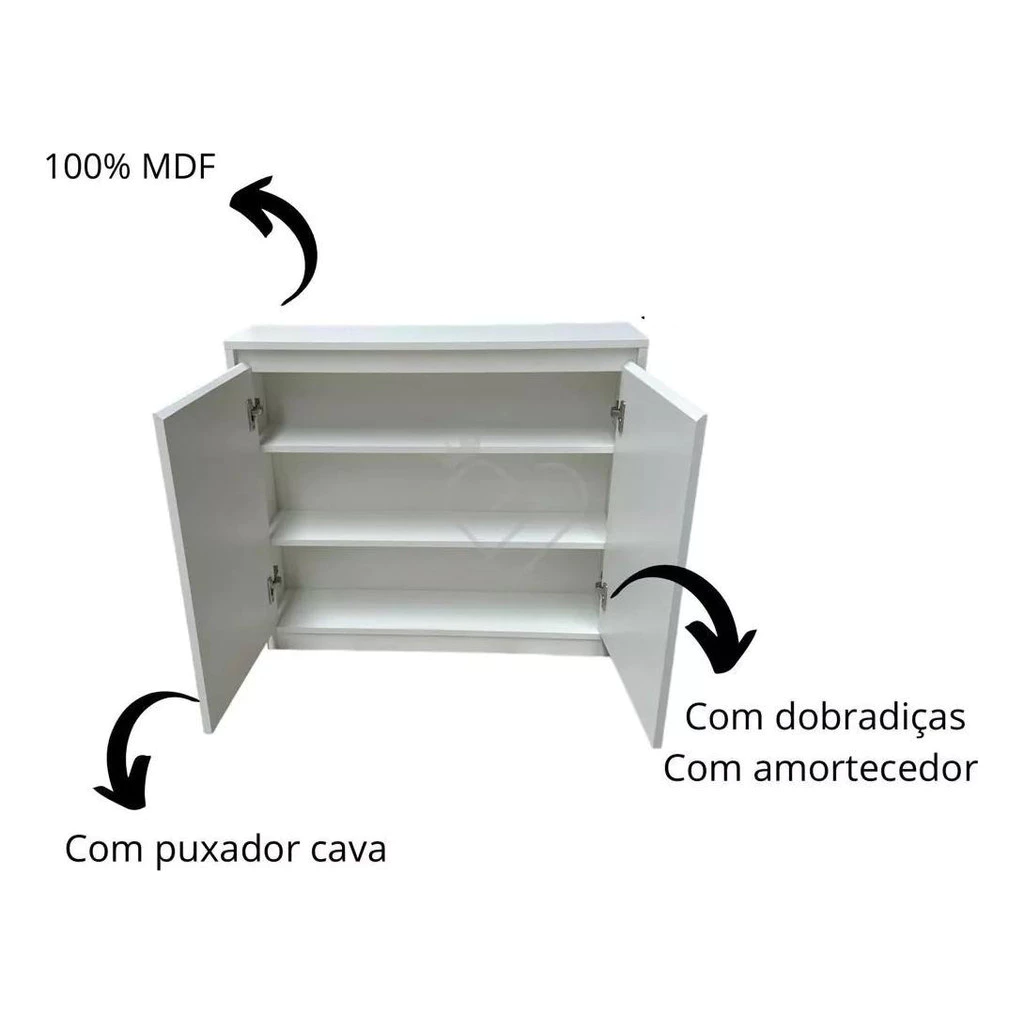 Dispensa Nicho Aparador com 2 Portas e Divisória em MDF – Envio Montado, 100% MDF – Ideal Sala, Quarto ou Escritório