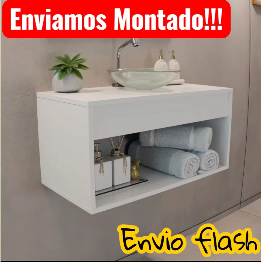Gabinete Banheiro Armário 60CM Sem Cuba Promoção 100% MDF ENVIAMOS MONTADO